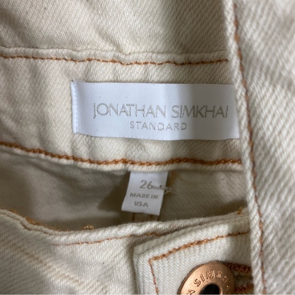 Jonathan Simkhai Neutral Ivory Tie Front Jeans Henley Tie Waist Straight Sz‎ 26 - Picture 5 of 9